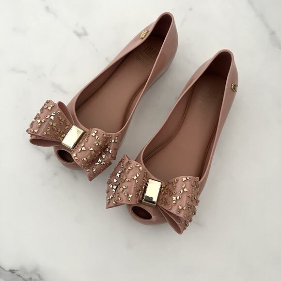 Mini Melissa Girls' Mel Ultragirl Sweet X Ballet Flat Pink Big bow Size 11 party - Picture 3 of 11